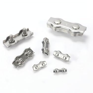 Imagem de 6 peças pinça de corda de aço inoxidável M3 ferramenta de fixação de corda simplex/duplex durável antiderrapante braçadeira de cabo