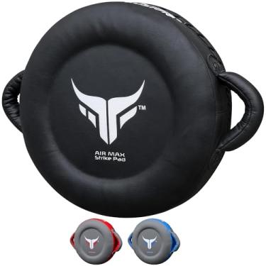 Imagem de Mytra Fusion Luvas redondas de boxe para treinamento de treinador de kickboxing para artes marciais, MMA e Muay Thai, almofadas de foco de Strike Boxing para velocidade, foco e precisão (preto)