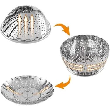 Imagem de Cesto De Cozimento À Vapor E Escorredor De Legumes Em Inox - Genérica