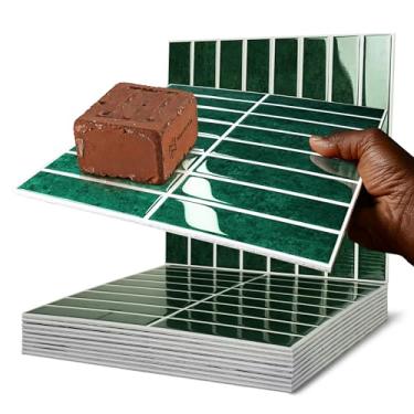 Imagem de MurArtis Azulejos de parede autoadesivos 3D para cozinha e banheiro - 10 folhas 29,5 cm x 29,5 cm, azulejos de parede autoadesivos 3D, à prova d'água, azulejo de cerâmica de PVC rígido, fácil