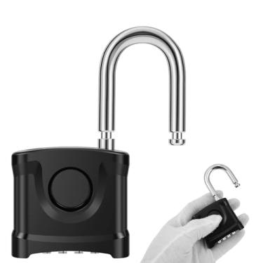 Imagem de Cadeado de combinação de 4 dígitos 8 mm de espessura para uso externo, cadeado de liga de zinco resistente às intempéries com manilha de aço de liga para armário de academia (manilha curta)