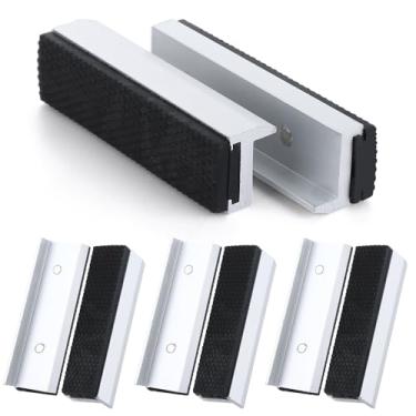 Imagem de JMIATRY Pacote com 6 almofadas de mandíbula de torno de 10 cm, mandíbulas macias para tornos de bancada, garras magnéticas de alumínio, protetores de mandíbula de borracha universal para torno macio