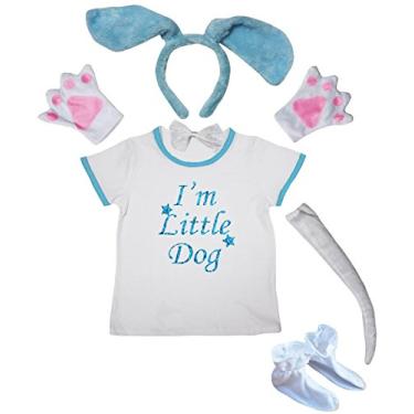 Imagem de Petitebella I'm Little Dog Shirt Tiara com laço e luvas para cauda, 6 peças (1 a 2 anos, cachorro azul)