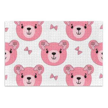 Imagem de Quebra-cabeças de urso fofas rosa para adultos, 500 peças, arte, brinquedo, pintura, divertido, natureza, quebra-cabeça, presente, 51 x 35 cm
