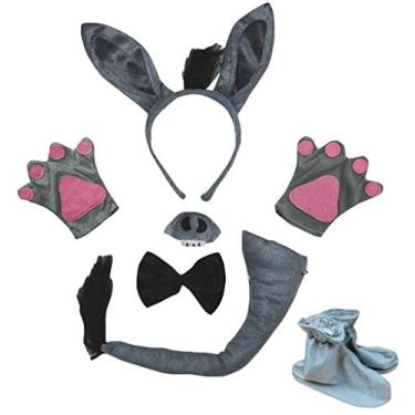 Imagem de Petitebella Luvas de nariz para cabeça de burro 6 peças fantasia infantil 1-5 anos (cinza, tamanho único)