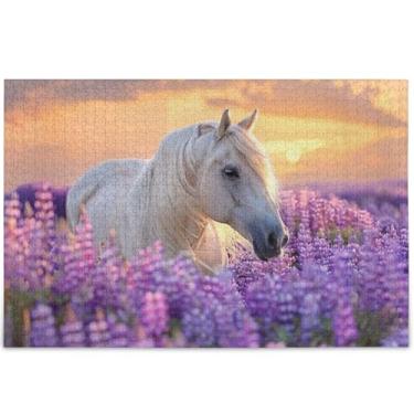 Imagem de Palomino Quebra-cabeça cavalo lavanda campo 500 peças adultos amigos família jogo presentes personalizado exclusivo divertido brinquedo adulto cenário arte animal, 52 cm x 37,8 cm