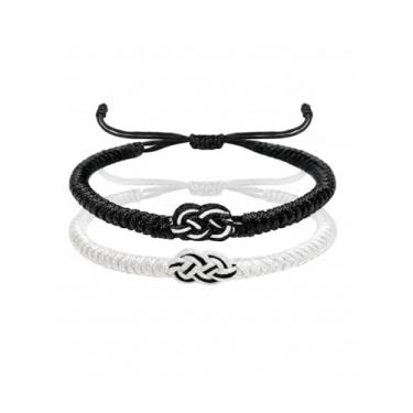 Imagem de TBAKPU 2 pulseiras coloridas com contas de coração combinando para casais e amigos | Pulseira de corda de couro trançado Pinky Promise | Presente de amizade dos namorados