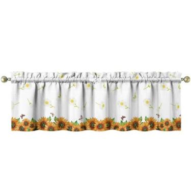 Imagem de Tapesb Girassol saia de cozinha engraçada pequena cortina de janela sobre a pia decoração essencial adequado para cozinha, quarto, lavanderia, 45 x 137 cm