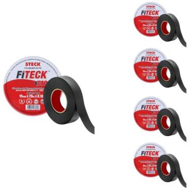 Imagem de 5 Fita Isolante Preta Steck 20 Metros 750V 0.19mm SFT1820