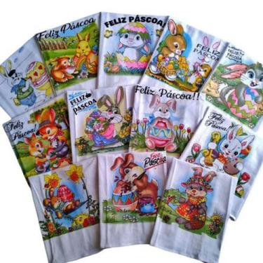 Imagem de Pano De Prato Lomaer Sacaria Estampado Pascoa c/ Glitter 0,45 x 0,71cm