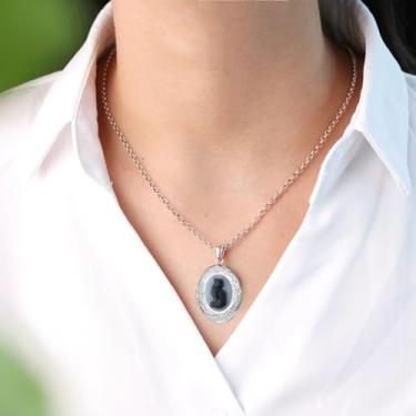 Imagem de Colar com medalhão de gato vintage para mulheres e homens, foto exclusiva, medalhão com foto gravada, flor oval, pingente redondo, antigo, padrão esculpido, lembrança, memorial, clavícula, joia