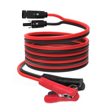 Imagem de ELFCULB Cabo de clipes de energia solar para jacaré, conector de painel solar 10AWG para braçadeiras jacaré, cabo de carregamento para carros, motocicletas, instalações solares ao ar livre (1,8 m)