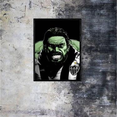 Imagem de Quadro Decorativo Hulk Camisa Atlético 34X23Cm Moldura Branc