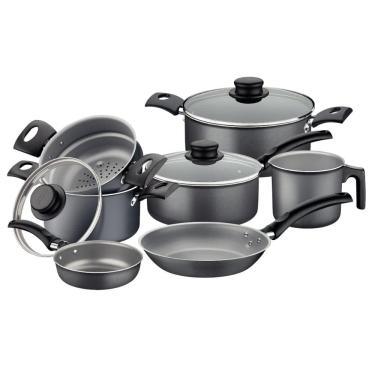 Imagem de Jogo de Panelas Tramontina Turim em Alumínio Antiaderente Starflon Grafite 7 Peças