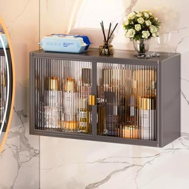 Imagem de Armários de remédios de banheiro com 2 portas de acrílico sobre vaso sanitário Armários de remédios sem perfuração, à prova de poeira, armário de armazenamento de despensa com portas para Kithen Di