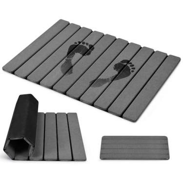 Imagem de Tapete de banho de pedra grande para banheiro, tapetes de terra diatomácea super absorventes para banheiro, fácil de limpar - cinza escuro