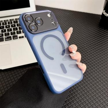 Imagem de Capa protetora de lente metálica para iPhone 17 Air 16 15 Plus 14 13 12 Pro Max, capa rígida transparente magnética, azul, para iPhone 15 Pro Max