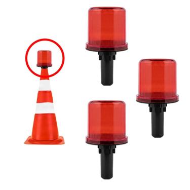 Imagem de Sinalizador Solar Viario Kit 3 Uni Sinalizaçao Transito Cone Rodovia Estrada Obra Alerta  Aviso Acidentes