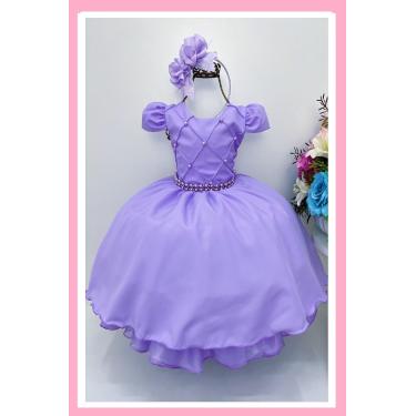 Imagem de Vestido Infantil Festa Luxo Nervura Lilas