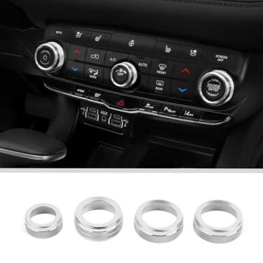 Imagem de JWWY Tampa do botão do painel do console central compatível com acessórios interiores Dodge Durango 2021-2026, liga de alumínio prata