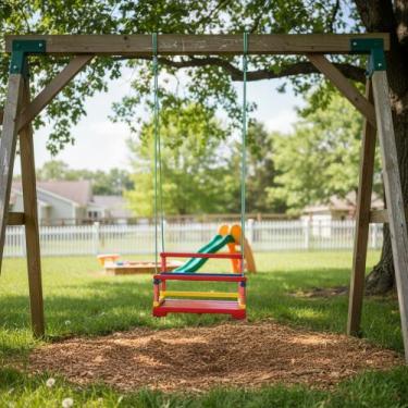 Imagem de Balanço Infantil de Madeira Cadeirinha Colorida 50x35cm Cordas 12m Até