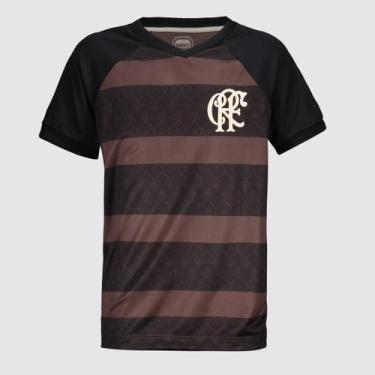 Imagem de Camisa Flamengo Consciência Negra Diamante Infantil Preta e Marrom, 6 