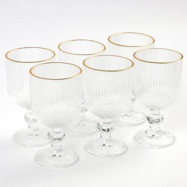 Imagem de Jogo de 6 Taças de Vidro com Borda Dourada La Vittra, TRANSPARENTE