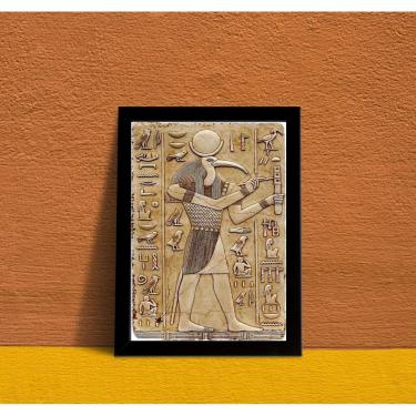 Imagem de Quadro Deus Egípcio Thoth 24x18cm - Vidro e Moldura Preta