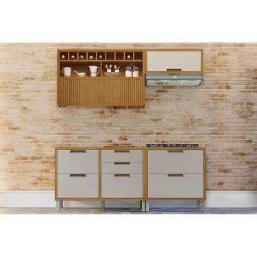 Imagem de Cozinha Modulada Completa Imperatriz 4 Peças 2 Aéreos + 2 Balcões C6p44 Freijó Off White