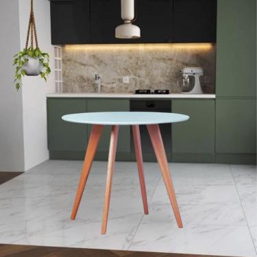 Imagem de Mesa de Jantar Leda 80cm Redonda Resistente Base Metal Branco