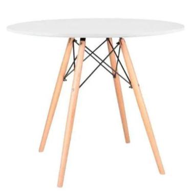 Imagem de Mesa Sala de Jantar Redonda Eiffel 90cm Tampo MDF TX Branco