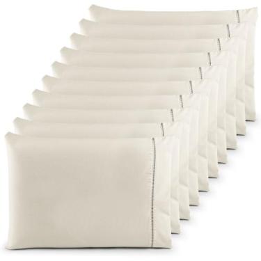 Imagem de Kit 10 Fronhas ( 5 Pares ) Percal 200 Fios 100 Algodão Ponto Palito - 