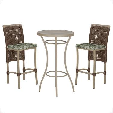 Imagem de Mesa Bistrô 2 Banquetas Roma Corda Náutica Estofado 5 Trama Marrom