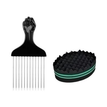 Imagem de Conjunto De Ferramentas Para Cabelos Crespos Afro: Escova De Esponja, 