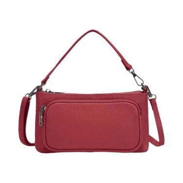 Imagem de Bolsa De Ombro Feminina Em Couro Legítimo Com Múltiplos Bolsos, Bolsa 