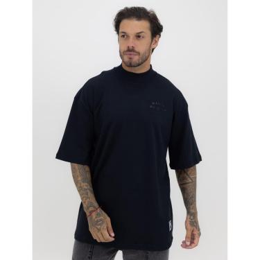 Imagem de Camiseta Oversized Gola Alta Star Black Alto Relevo Streetwear Algodão Premium Preto-Masculino