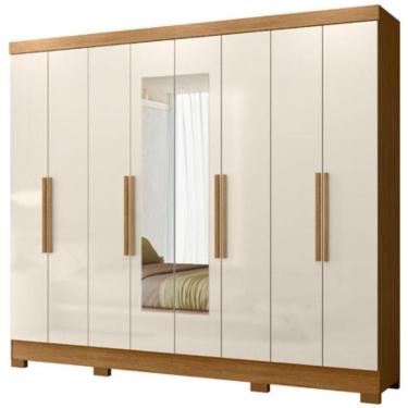 Imagem de Guarda Roupa Casal Diplomata 6 Portas Bater MDP-MDF com Espelho Freijo Off White Moval...