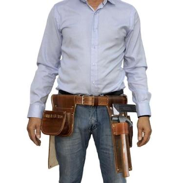 Imagem de Cinto De Carpinteiro Profissional Extra Reforçado Em Couro - Couro Mat