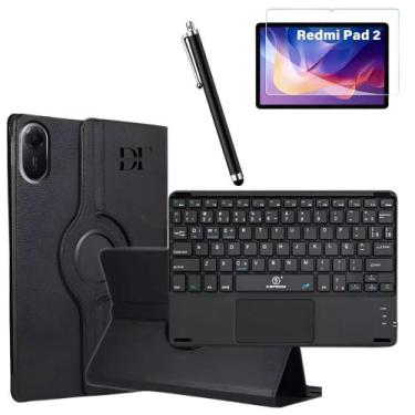 Imagem de Kit Capa Giratoria Para Xiaomi Redmi Pad 2 + Teclado Touch + Pelicula 