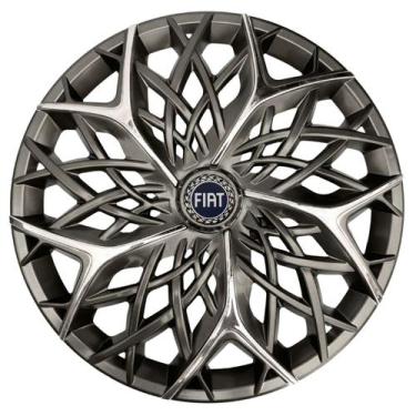 Imagem de Calota esportiva aro 13 moove graphite chrome + emblema resinado fiat 