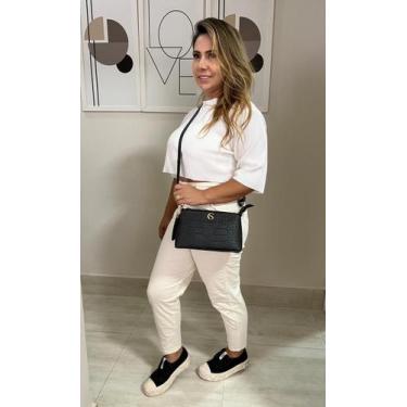 Imagem de Bolsa Feminina Alice Tiracolo Elegante - sem marca, Preto, P, croco