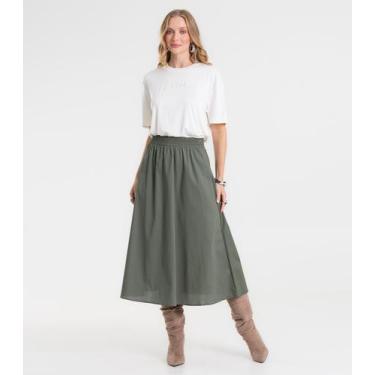 Imagem de Saia Midi Evasê Feminina Em Popeline Rovitex Verde, G, Verde