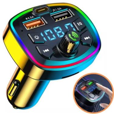 Imagem de Transmissor FM Veicular Bluetooth Com USB Chamadas Viva Voz Som Estére