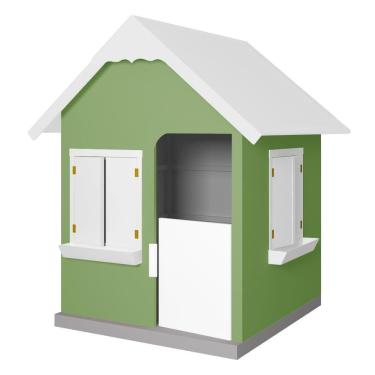 Imagem de Casinha de Brinquedo com Floreiros L12 em Mdf Verde e Branco para Crianças Gran Belo