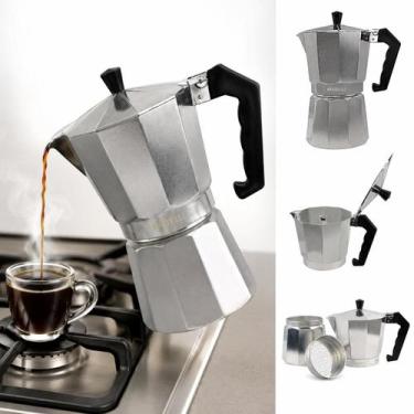 Imagem de Cafeteira Italiana Moka 9 Xícaras Alumínio Manual Para Café no Fogão S