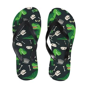 Imagem de Chinelo fino feminino T Rex and Dino Bones Roar Beach Thong Sandals confortável Summer Travel Slippers para homens, Multicor, 4-5 Narrow Women/3-4 Narrow Men