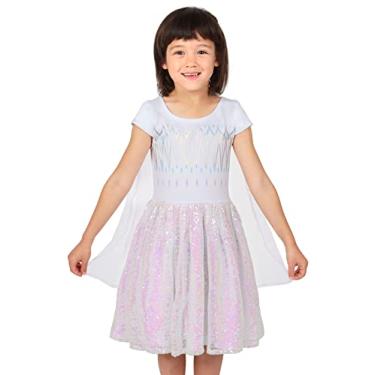 Imagem de Disney Frozen Girl's Elsa and Anna Ballerina Tutu Ruffle Skirt Costume Dress with Detachable Cape - 4/5 Years