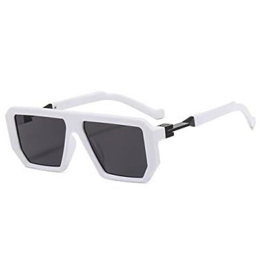Imagem de Óculos de Sol Quadrado Retrô Polígono Moda Feminina Cor Geléia Sombras UV400 Designer Masculino Tendência Óculos de Sol, Branco cinza, A