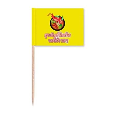 Imagem de Pote de comida tailandesa para celebração de aniversário, palito, bandeiras, marcador, decoração de festa