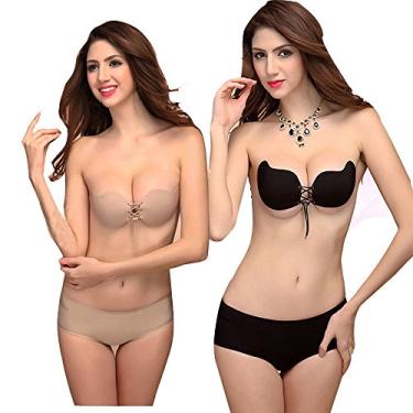 Imagem de Sutiã feminino sem alças de silicone invisível, levantamento instantâneo e push up, sutiã reutilizável sem costas para mulheres sem alças, sutiã pegajoso, costas nuas, autoadesivo